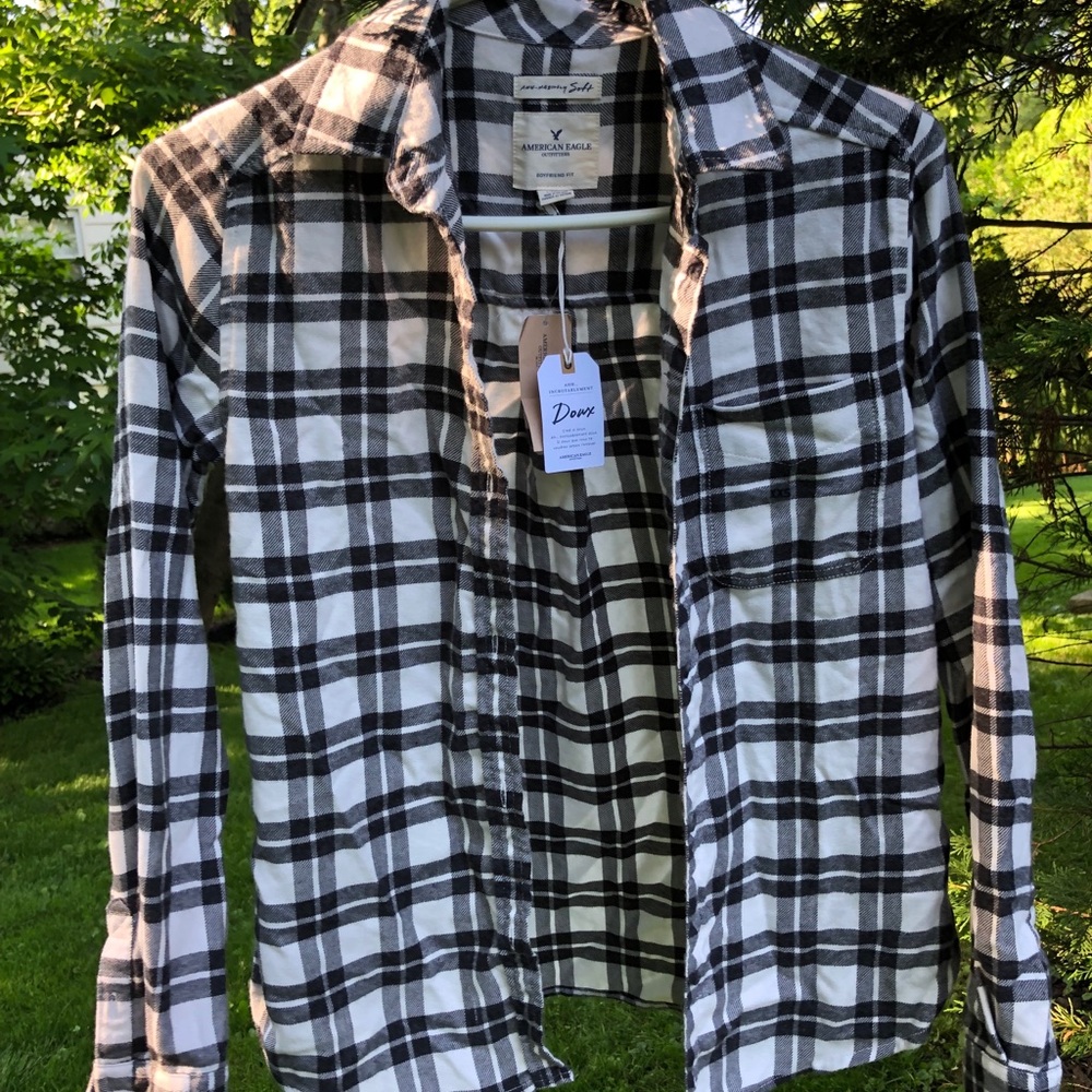 Black and white American eagle flannel